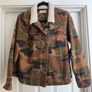 Madewell Camo Utility Jacket Sherpa Collar Size M Military Style